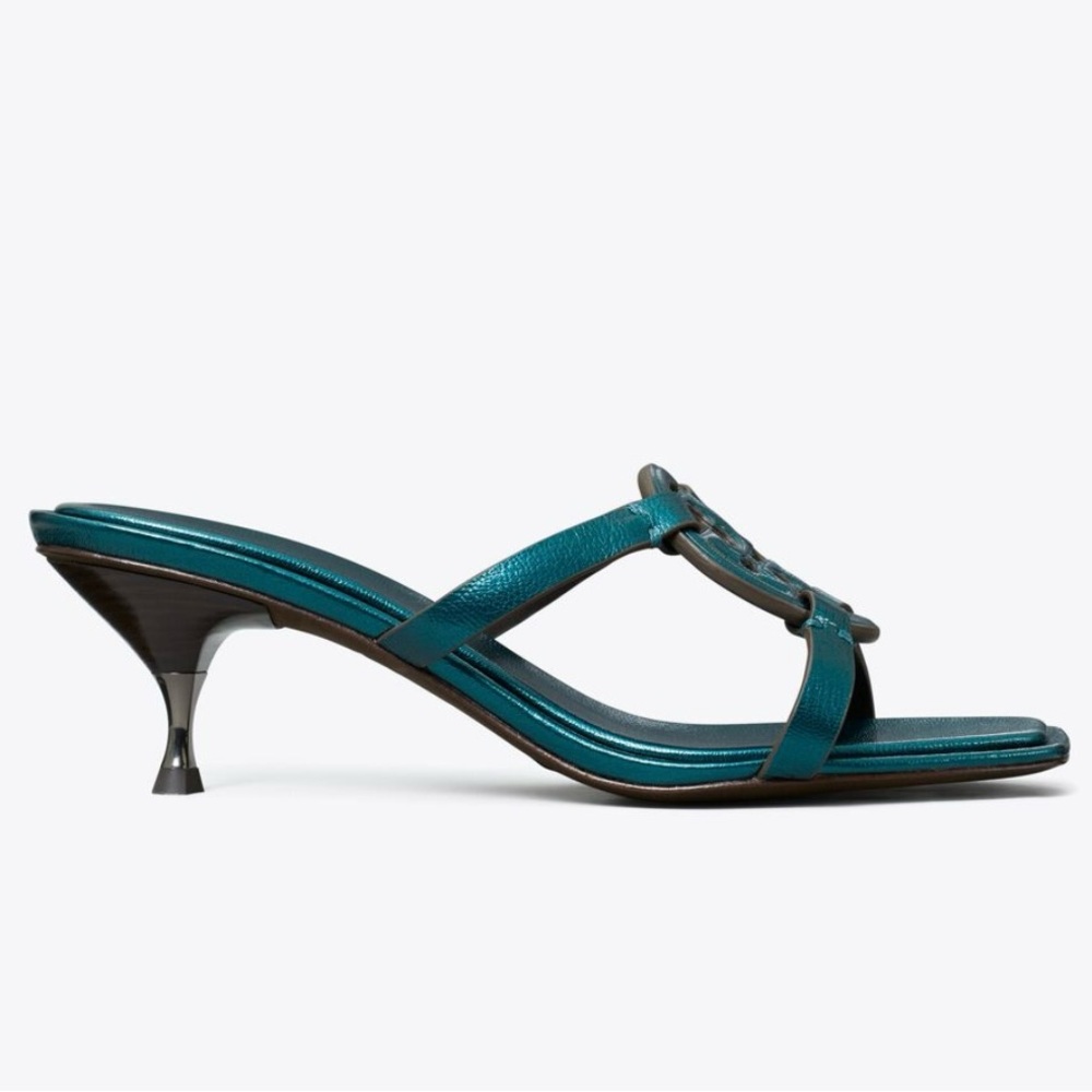 NEW tory burch miller bombe low heel sandal in turquoise, women’s 8.5 - Picture 4 of 11